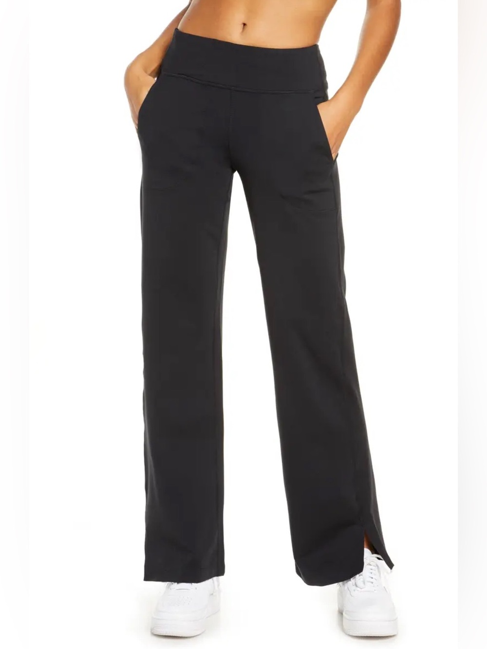 Zella Black Wide-Leg Pull-On Pants